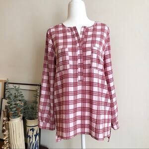 Joie Pink & Red Checked Print Blouse
